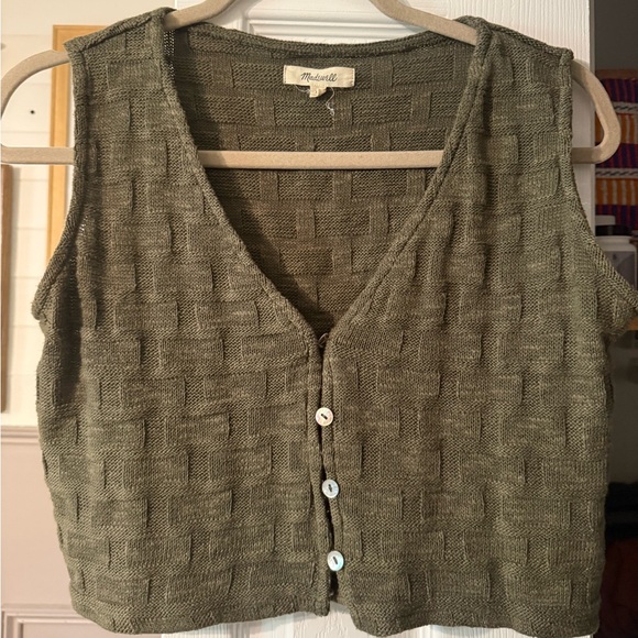 Madewell Tops - Madewell Olive Green Knit Button-Front Tank